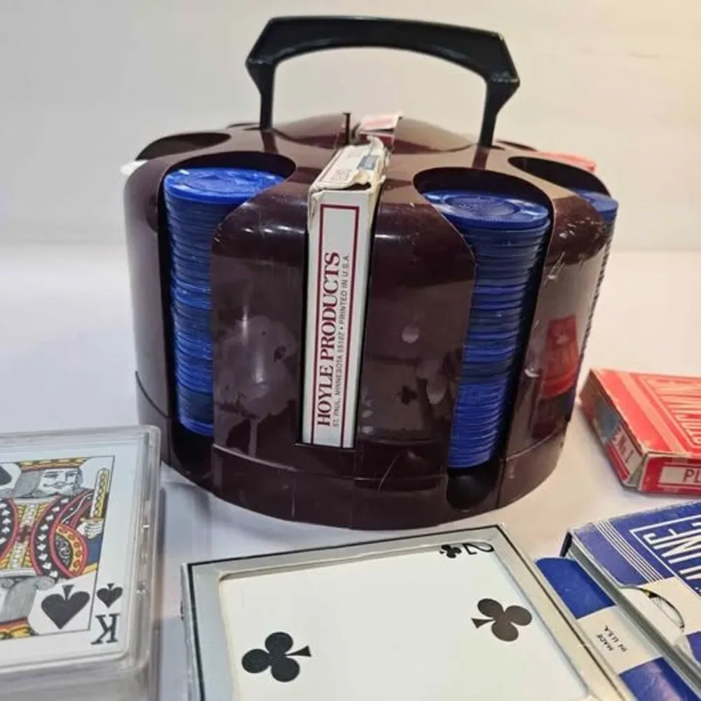 Vintage Hoyle & Streamline Poker Set with Carousel and Playing Cards